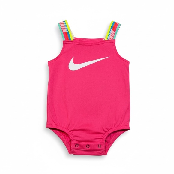 Nike Other - Nike Hot Pink Dri-FIT Baby 3m Swimsuit w Rainbow Straps